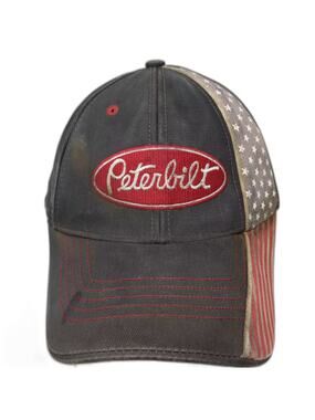 Peterbilt Baseball Cap Black One Size American Flag Stars Stripes Hat Adjustable